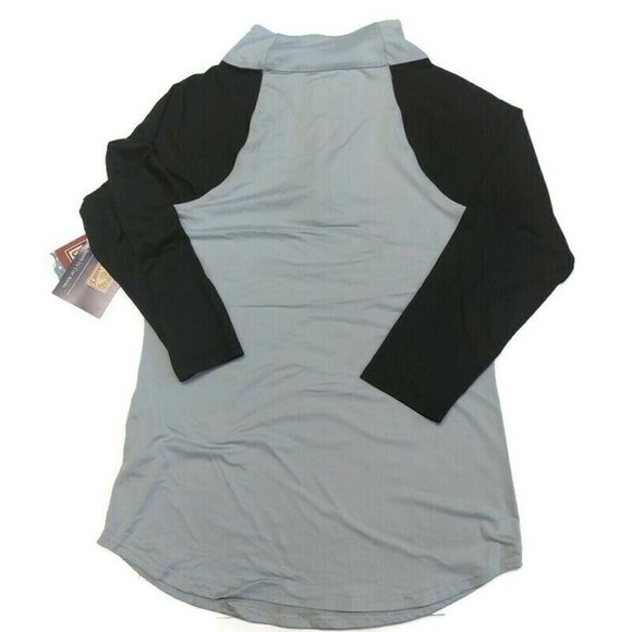 NBA San Antonio Spurs Zip It Up 3/4 Sleeve T Womens Size L Black Gray GIII 4 Her - Picture 3 of 6